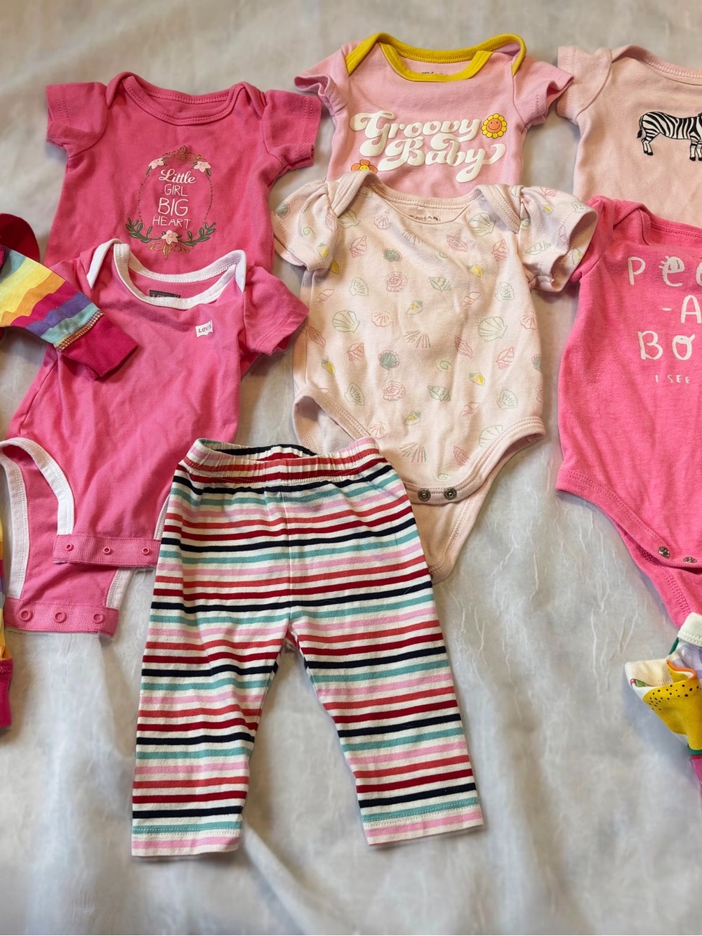 Carter's Pink & Multicolor Striped Baby One-Piece Bodysuits Set